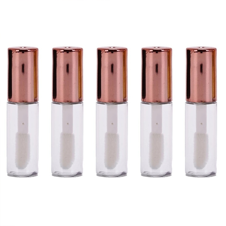 5pcs Lip Glaze Trial Sample Bottle Mini DIY Homemade Lip Gloss Bottles Lip Oil Bottle, Color: Rose Gold