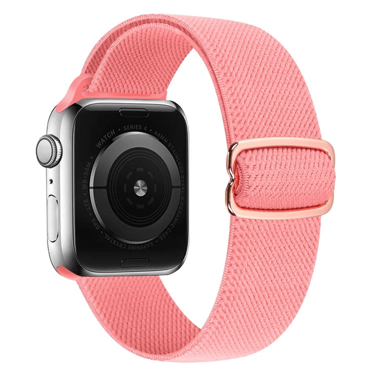 8-shaped Buckle Nylon Watch Band For Apple Watch Series 9&8&7 41mm / SE 3&SE 2&6&SE&5&4 40mm / 3&2&1 38mm(Pink)