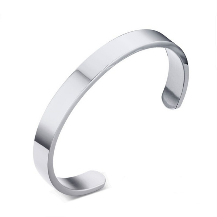 8mm Width Women Men Stainless Steel Surface Bracelet Bangle(Silver)