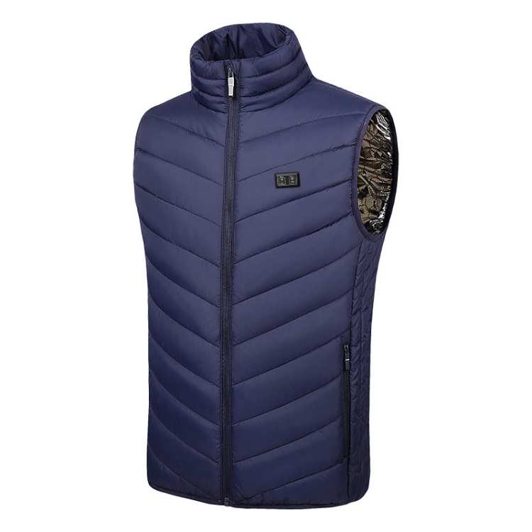 9 Area Double Control Blue USB Electric Heating Undershirt Intelligent Warm Vest(L)