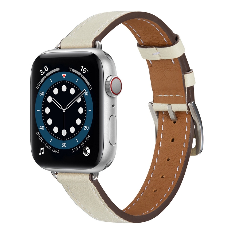 A Style Leather Watch Band Watch Band For Apple Watch Ultra 49mm&Watch Ultra 2 49mm / Series 9&8&7 45mm / SE 3&SE 2&6&SE&5&4 44mm / 3&2&1 42mm(White)