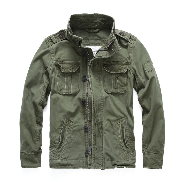 Autumn And Winter Middle Aged Men Jacket Casual Workers Dress Denim Jackets Clothes, Size: L(Deep Army Green)