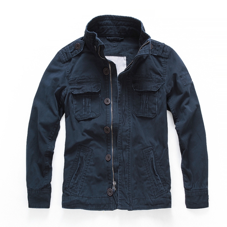 Autumn And Winter Middle Aged Men Jacket Casual Workers Dress Denim Jackets Clothes, Size: M(Pauline)
