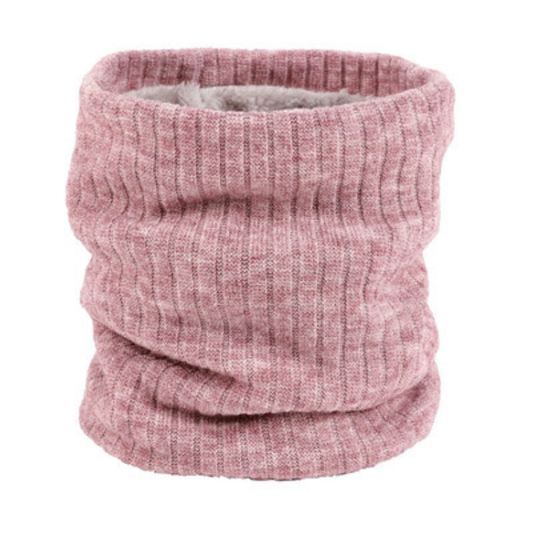 Autumn and Winter Outdoor Cycling Plus Velvet Knitted Warm Windproof Scarf(Leather Pink)