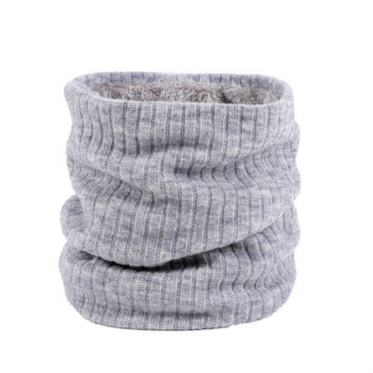 Autumn and Winter Outdoor Cycling Plus Velvet Knitted Warm Windproof Scarf(Light Gray)