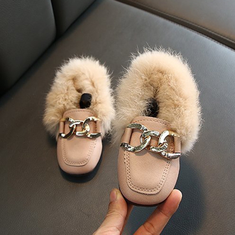 Autumn And Winter Plush Shoes Peas Shoes For Children, Size: 21 Yards 13.5cm(Pink)