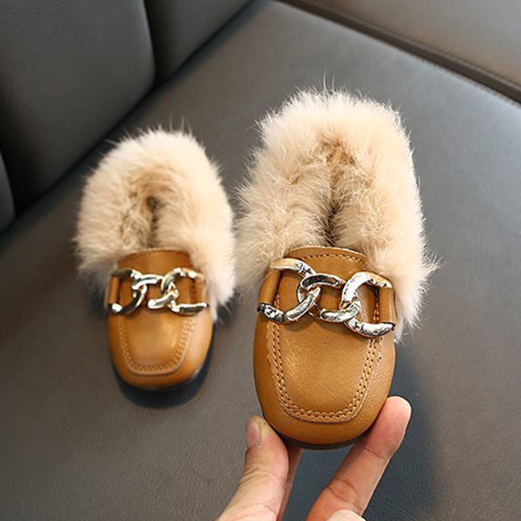 Autumn And Winter Plush Shoes Peas Shoes For Children, Size: 30 Yards 18cm(Yellow)