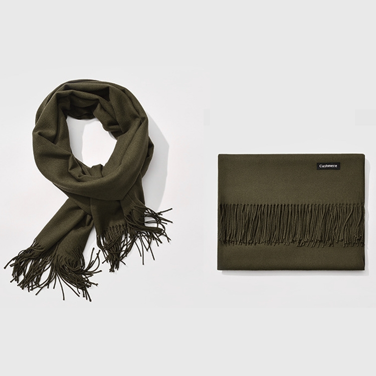 Autumn and Winter Season Classic Solid Color Imitation Cashmere Scarf, Size: 60 * 200cm(Army Green)