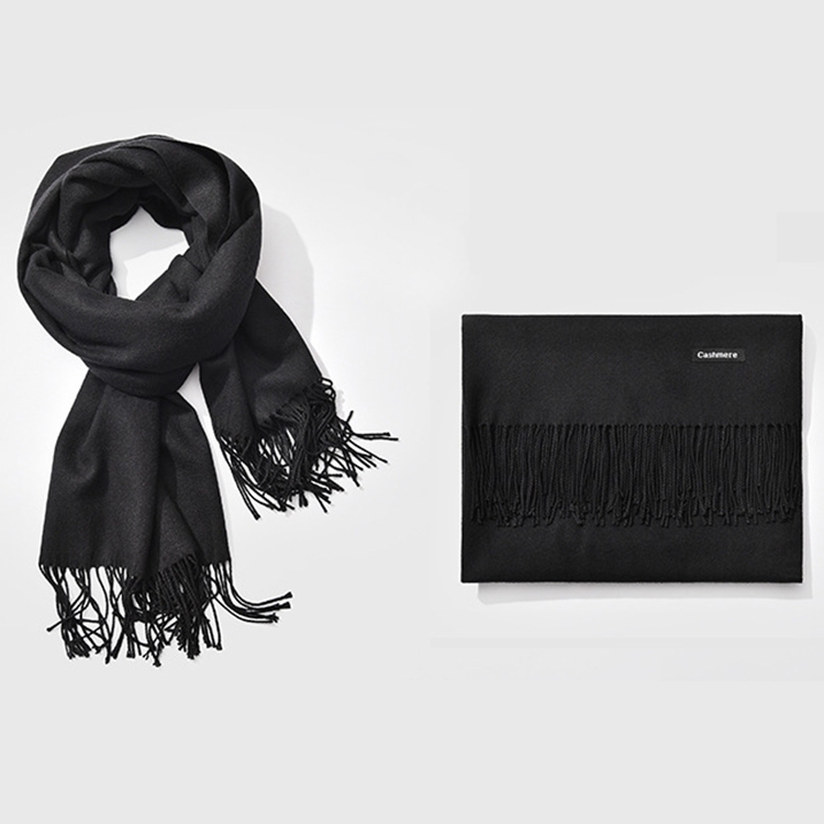 Autumn and Winter Season Classic Solid Color Imitation Cashmere Scarf, Size: 60 * 200cm(Black)