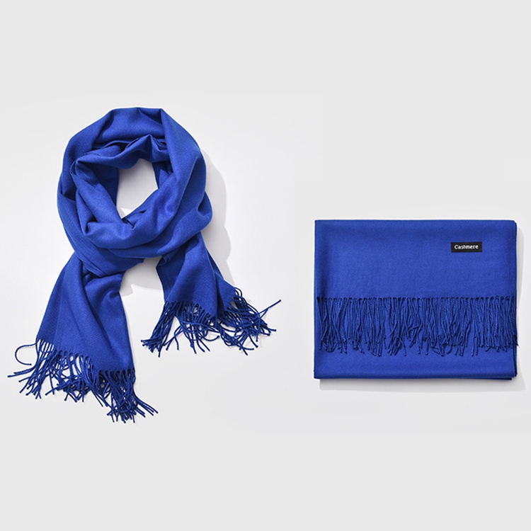 Autumn and Winter Season Classic Solid Color Imitation Cashmere Scarf, Size: 60 * 200cm(Blue)