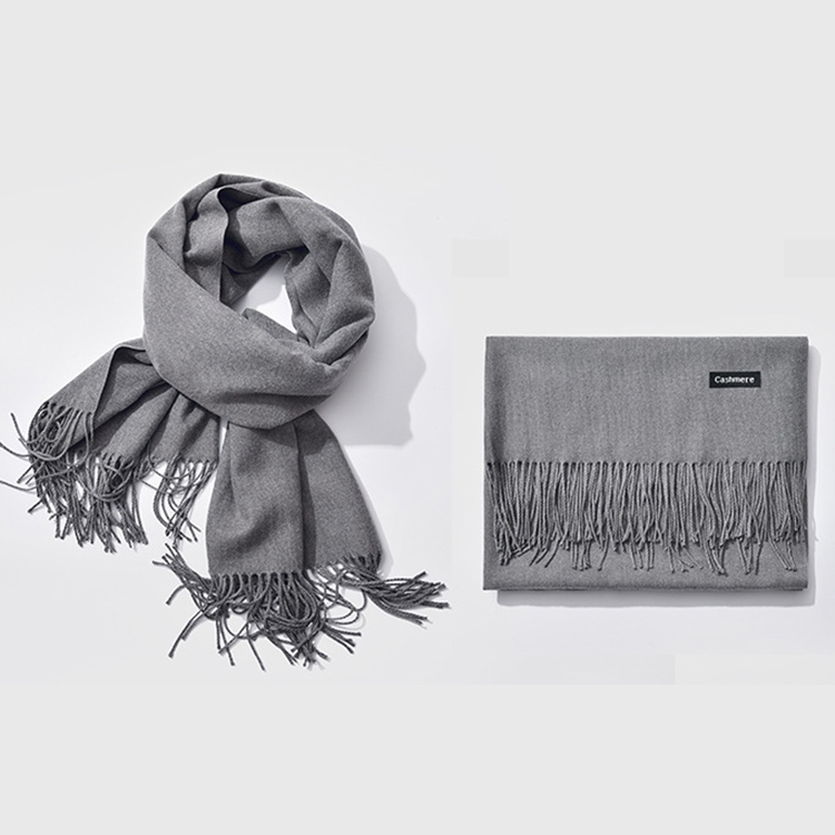 Autumn and Winter Season Classic Solid Color Imitation Cashmere Scarf, Size: 60 * 200cm(Grey)