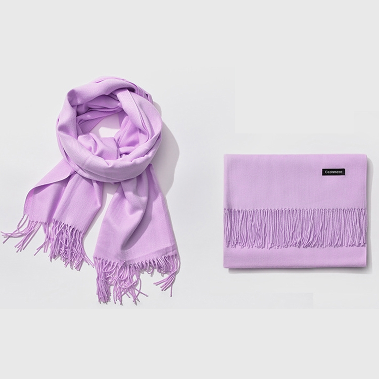 Autumn and Winter Season Classic Solid Color Imitation Cashmere Scarf, Size: 60 * 200cm(Light Purple)