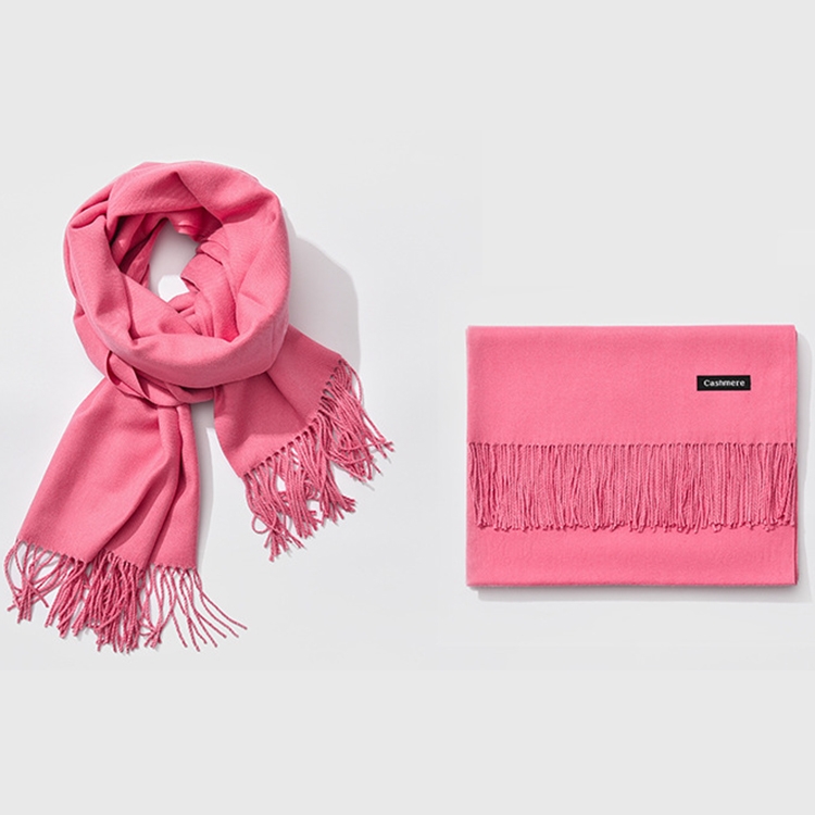 Autumn and Winter Season Classic Solid Color Imitation Cashmere Scarf, Size: 60 * 200cm(Light Red)