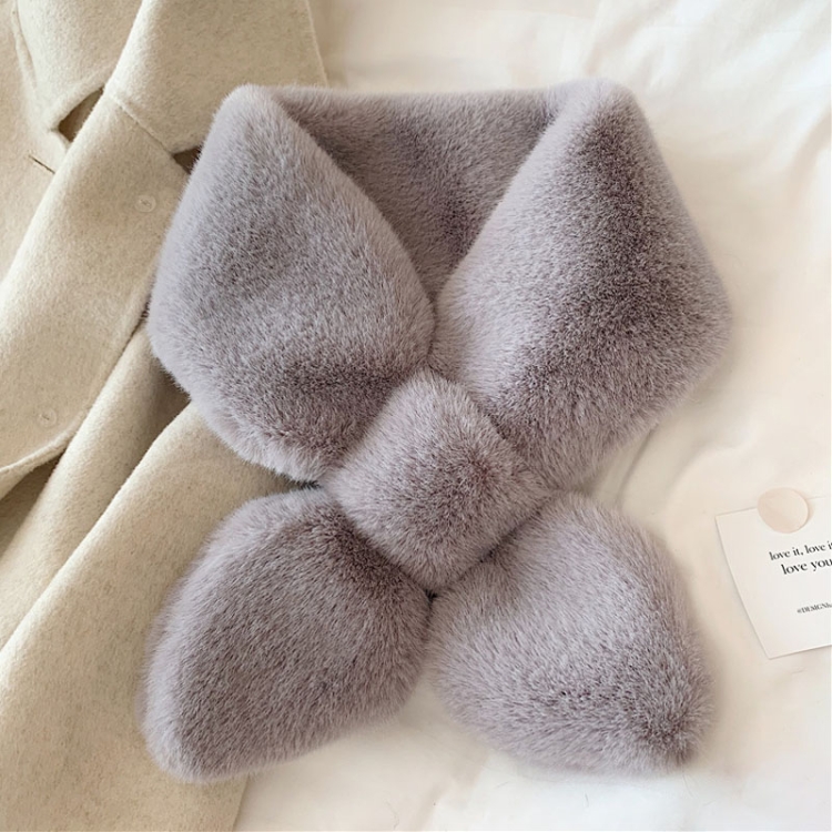 Autumn and Winter Windproof Plush Warm Cross Scarf(Grey)