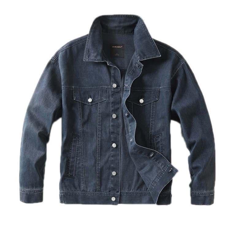 Autumn Winter Retro Denim Jacket Loose Work Jacket, Size: XXL(Blue)