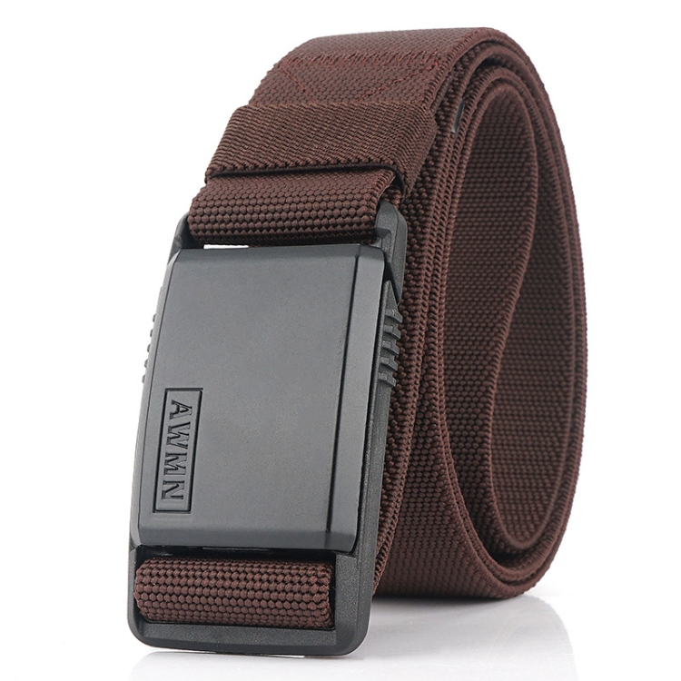 AWMN Metal Nylon Magnetic Buckle Fashion Casual Men Belt, Length: 125cm(Black Cap Brown)