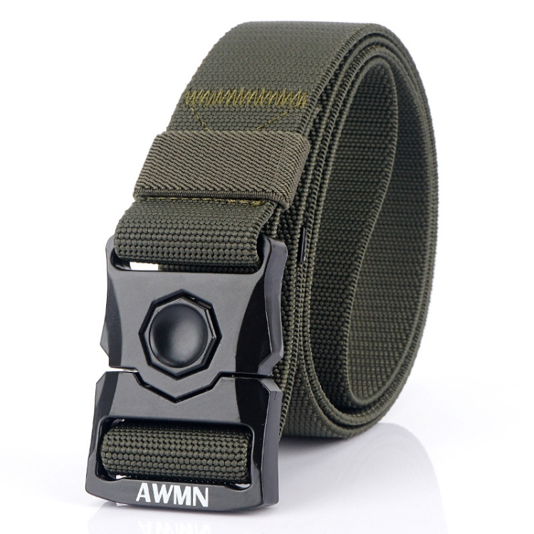 AWMN Outdoor Men Versatile Buckle Elastic Belt, Length: 120cm(Army Green)
