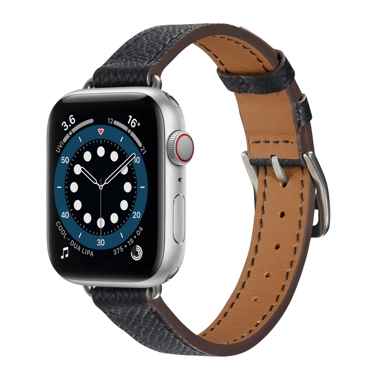 B Style Leather Watch Band Watch Band For Apple Watch Series 9&8&7 41mm / SE 3&SE 2&6&SE&5&4 40mm / 3&2&1 38mm(Black)