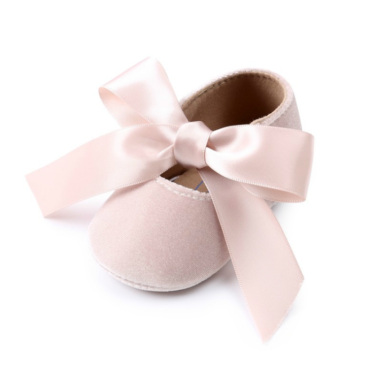 Baby Girl  Bow Lace Up PU Leather Princess First Walkers Shoes(Light Pink)