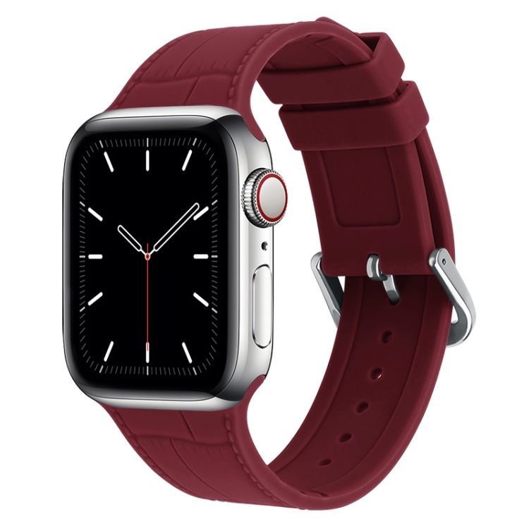 Bamboo Joint Silicone Watch Band For Apple Watch Series 7 41mm / 6 & SE & 5 & 4 40mm / 3 & 2 & 1 38mm(Wine Red)