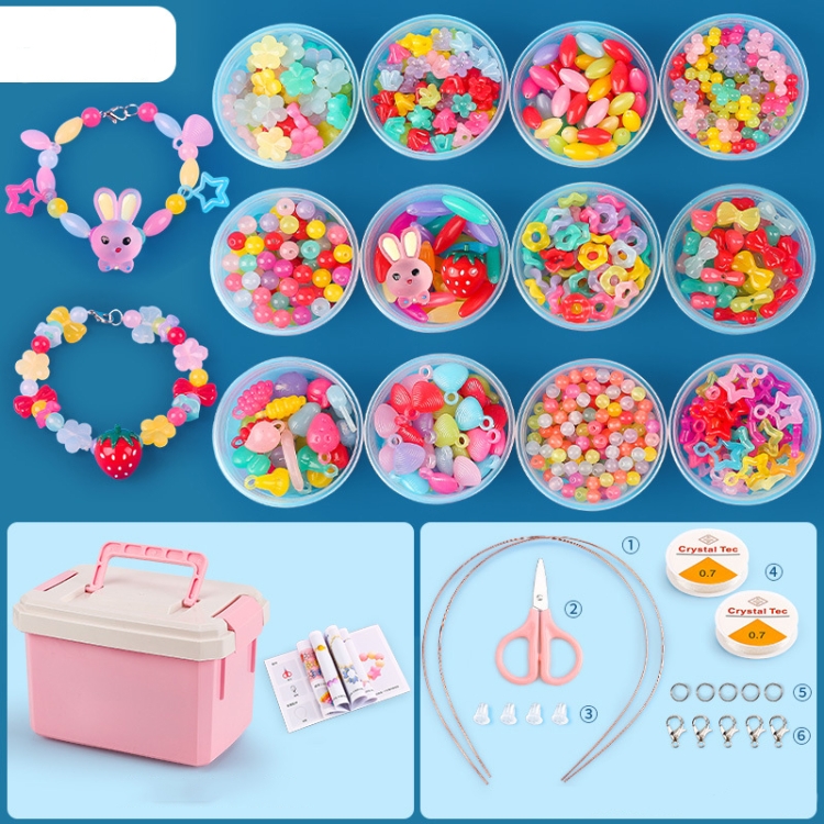 Beaded Educational Toys DIY Jewelry Material Set For Children 12 Cups of Fruit Ribbon