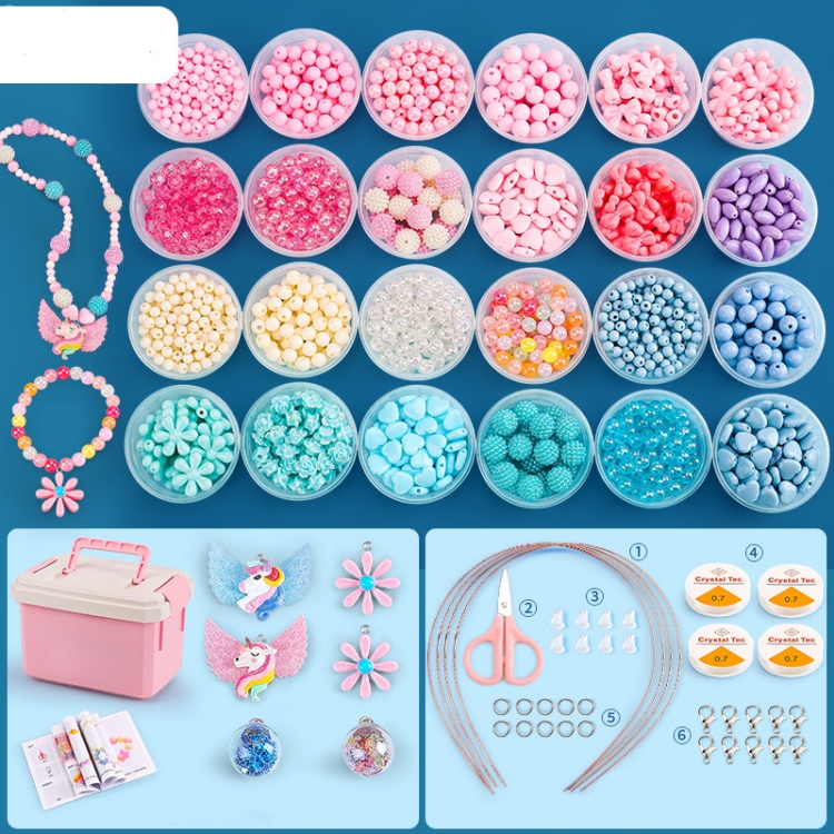 Beaded Educational Toys DIY Jewelry Material Set For Children 24 Cups of Ice Pink Dreams