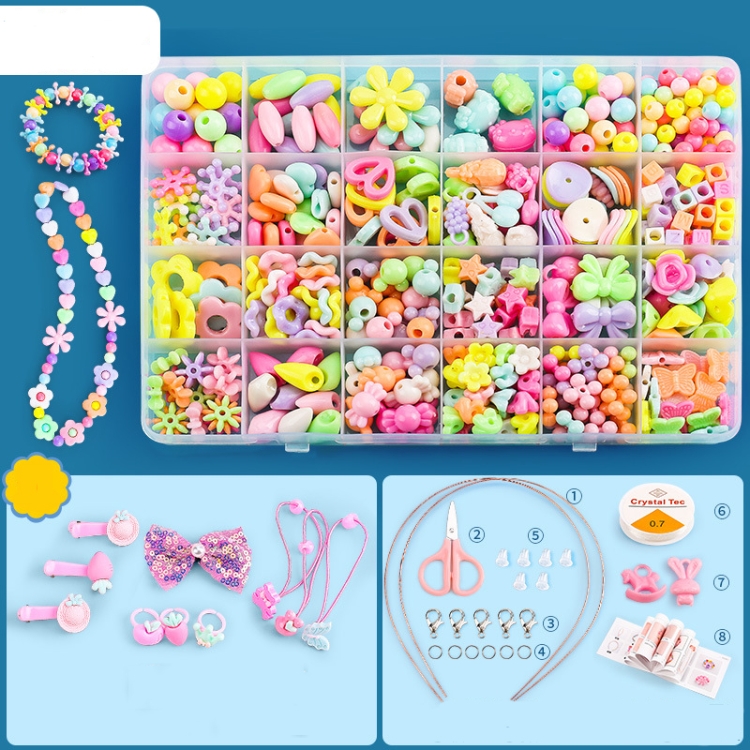 Beaded Educational Toys DIY Jewelry Material Set For Children 24 Grids Makato Pudding+M Package