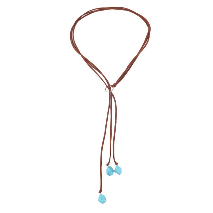 Bohemian Turquoise Natural Stone Sweater Vintage Pendant, Model: N2111-13 Three Stones