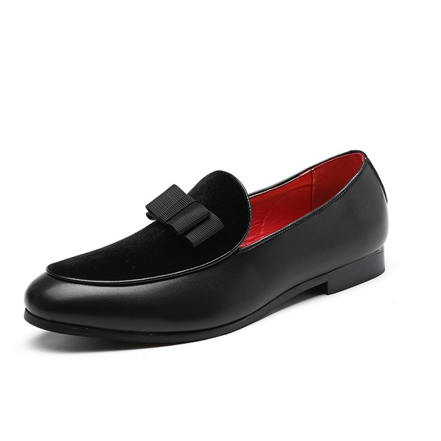 Bowknot Wedding Dress Male Flats Gentlemen Casual Shoes, Shoe Size:37(Black)