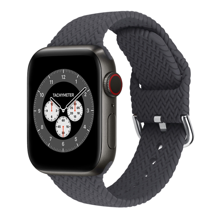 Braided Silicone Watch Band with Buckle For Apple Watch Series 9&8&7 41mm / SE 3&SE 2&6&SE&5&4 40mm / 3&2&1 38mm(Charcoal)