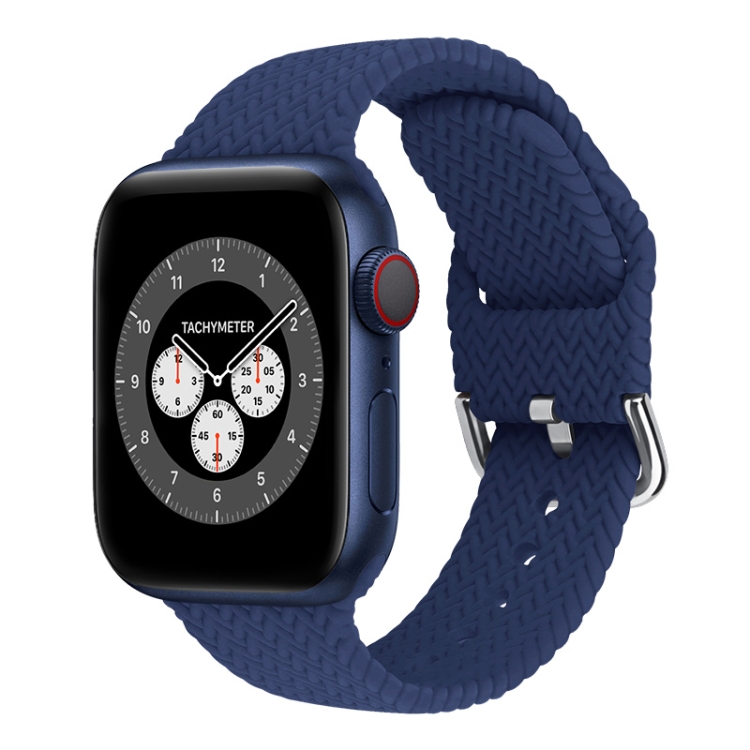 Braided Silicone Watch Band with Buckle For Apple Watch Ultra 49mm&Watch Ultra 2 49mm / Series 9&8&7 45mm / SE 3&SE 2&6&SE&5&4 44mm / 3&2&1 42mm(Cold Sea Blue)