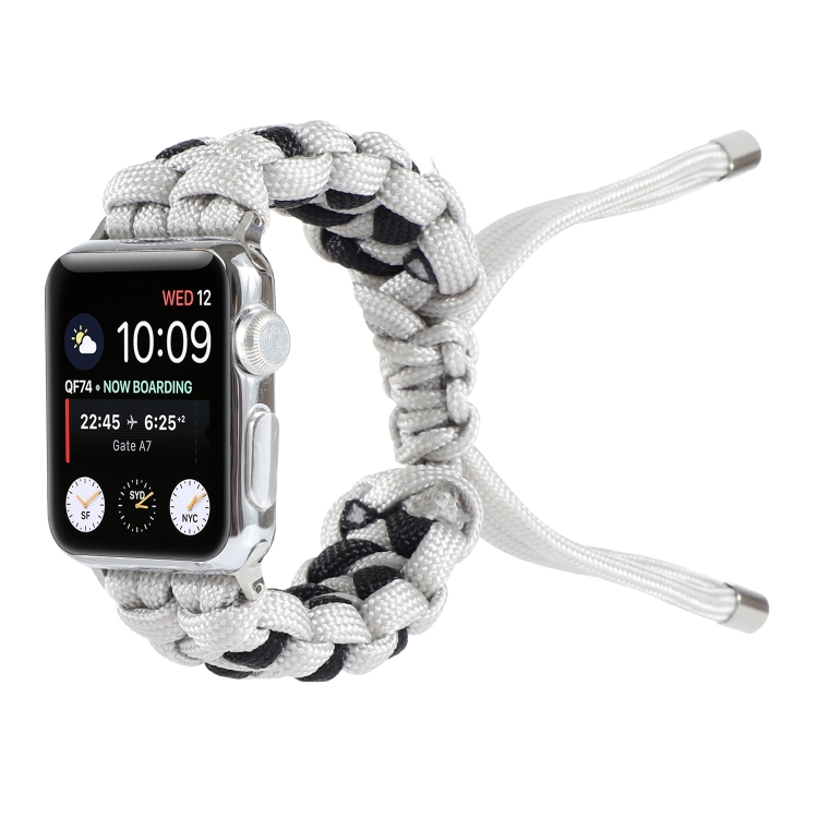 Braided Umbrella Cord Watch Band For Apple Watch Series 9&8&7 41mm / SE 3&SE 2&6&SE&5&4 40mm / 3&2&1 38mm(Grey)