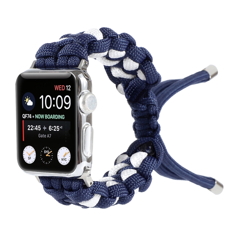 Braided Umbrella Cord Watch Band For Apple Watch Ultra 49mm&Watch Ultra 2 49mm / Series 9&8&7 45mm / SE 3&SE 2&6&SE&5&4 44mm / 3&2&1 42mm(Dark Blue)