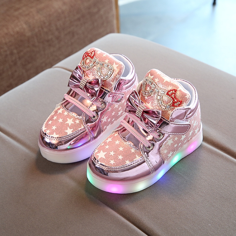 Breathable Flashing Light Luminous Casual Boys & Girls Shoes, Size: 21(Pink)