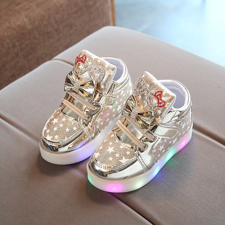 Breathable Flashing Light Luminous Casual Boys & Girls Shoes, Size: 26(Gold)
