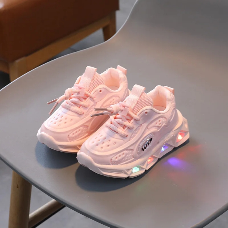 Breathable Lightweight Soft Sole Luminous Sports Casual Shoes, Size: 26(Pink)