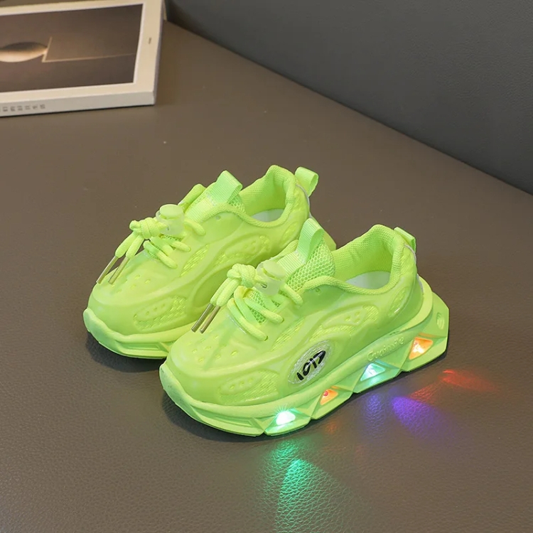 Breathable Lightweight Soft Sole Luminous Sports Casual Shoes, Size: 29(Green)