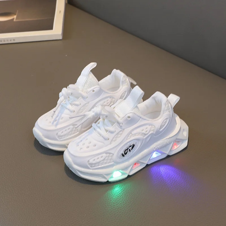Breathable Lightweight Soft Sole Luminous Sports Casual Shoes, Size: 30(White)