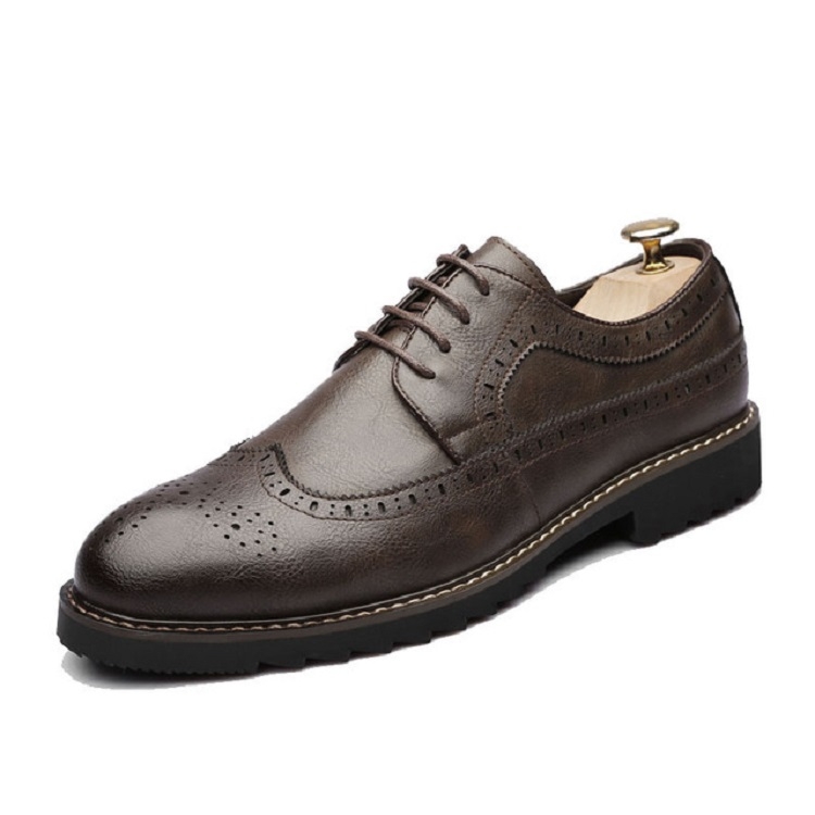 British Men Shoes Brogue Shoes Business Formal Shoes, Size:37(Brown)