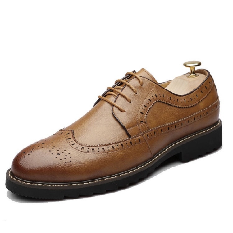 British Men Shoes Brogue Shoes Business Formal Shoes, Size:40(Orange)