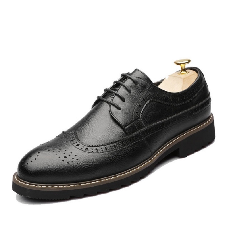 British Men Shoes Brogue Shoes Business Formal Shoes, Size:43(Black)