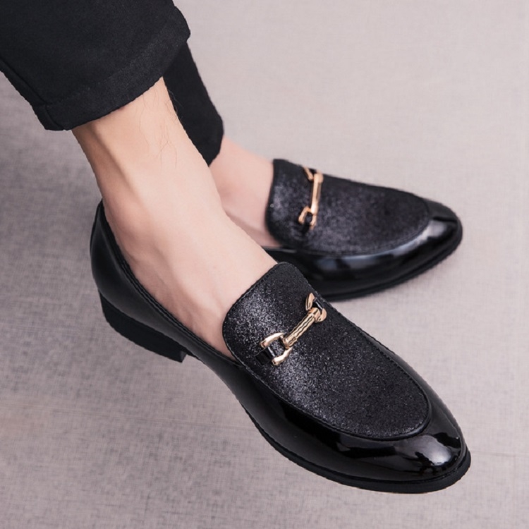 British Style Pointed Shoes Versatile Casual Shoes Slip-on Men Shoes, Size:38(Black)