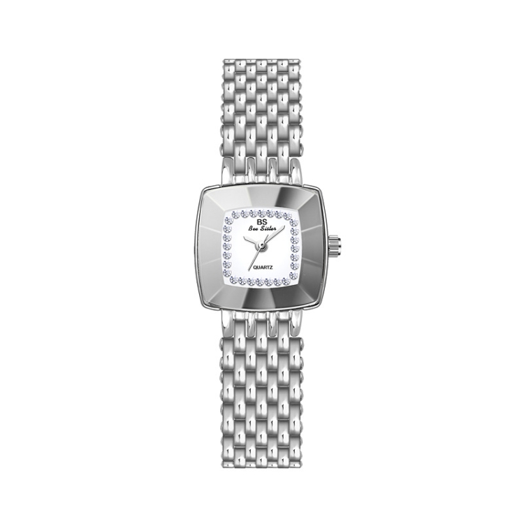 BS Bee Sister FA1197 Square Dial Stainless Steel Strap Ladies Simple Watch(Silver)
