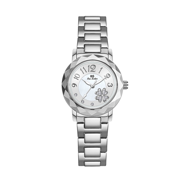 BS Bee Sister FA1481 Flower Embellished Ladies Alloy Watch Wrist Watches(Silver)