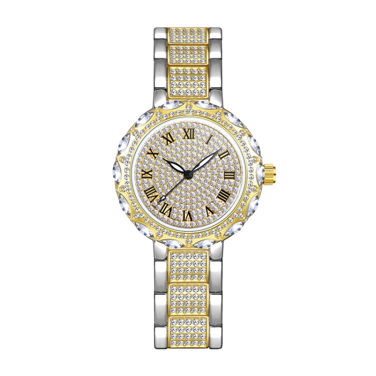 BS Bee Sister FA1499 Ladies Diamond Watch Jewelry Chain Watch(Silver Golden)