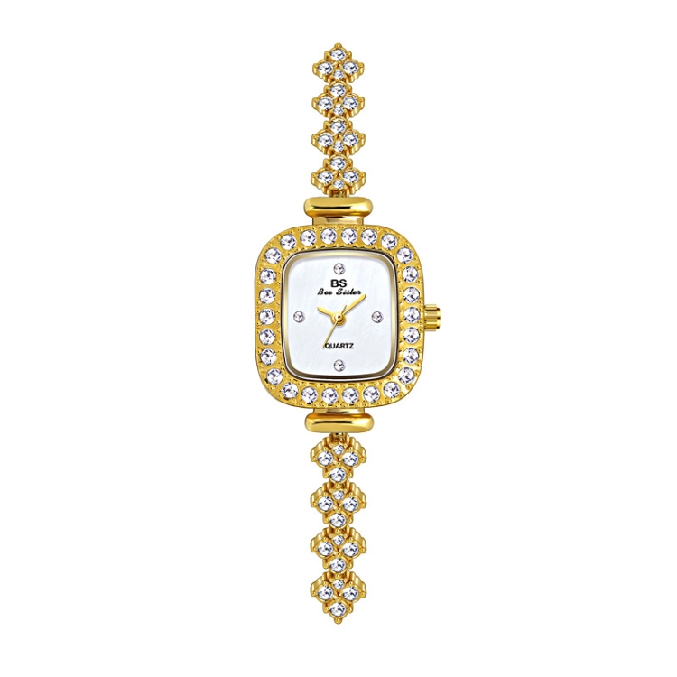 BS Bee Sister FA1518 Women Diamond Watch Bracelet Watch(Gold)