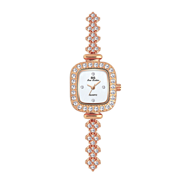 BS Bee Sister FA1518 Women Diamond Watch Bracelet Watch(Rose Gold)