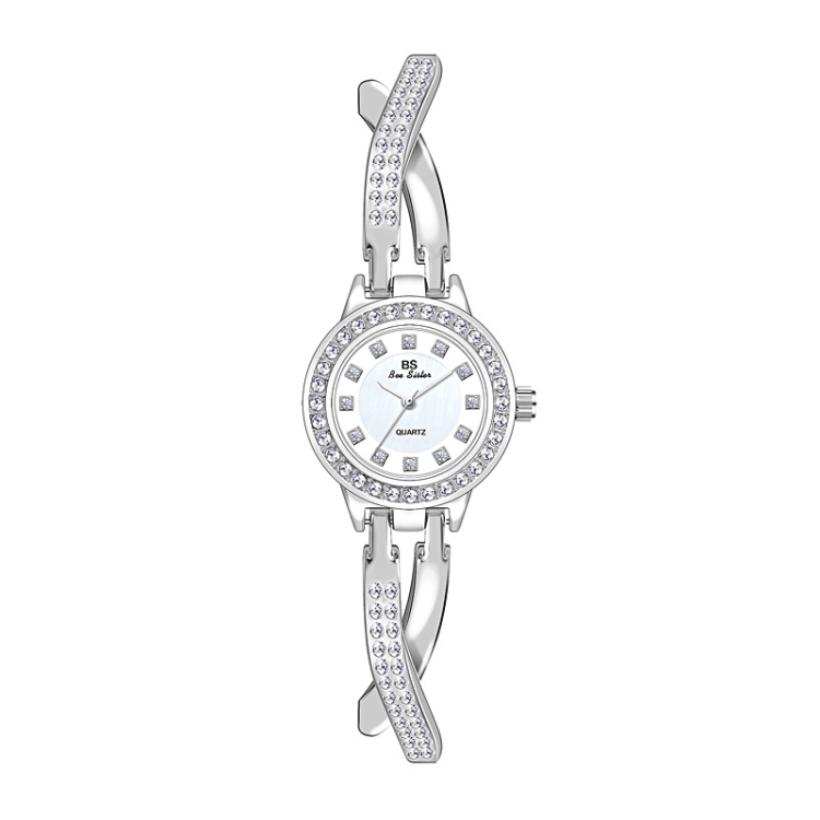BS Bee Sister FA1531 Butterfly Cross Full Diamond Ladies Watch Bracelet Watches(Silver)