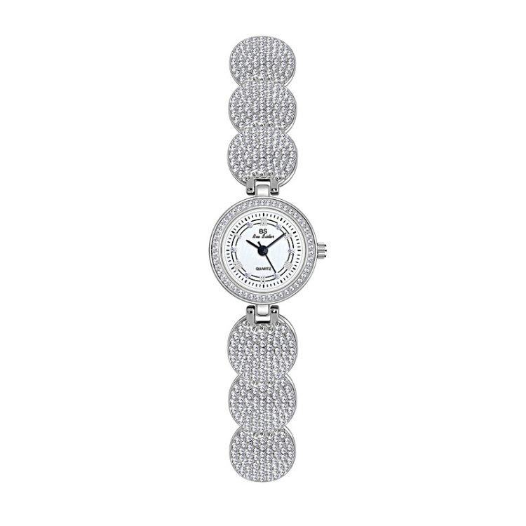 BS Bee Sister FA1606 Diamond Inlaid Ladies Watch Jewelry Chain Watch(Silver)