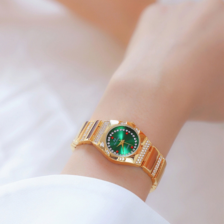 BS Bee Sister FA1647 Classic Ladies Watch Diamond Wrist Watch(Golden Green)